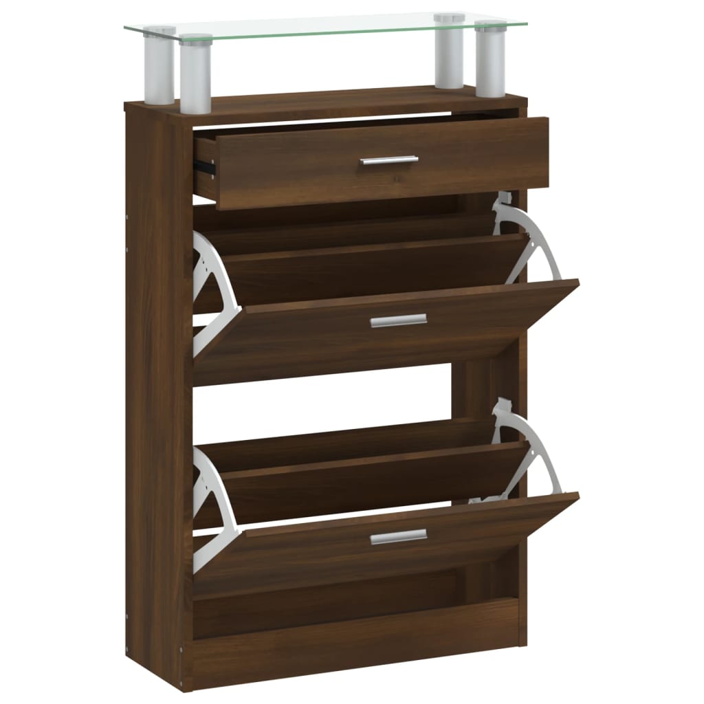 Schoenenkast 63X24X04 Cm Bewerkt Hout bruin eikenkleur