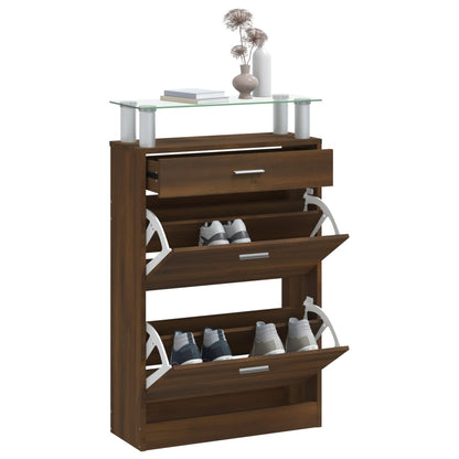 Schoenenkast 63X24X04 Cm Bewerkt Hout bruin eikenkleur