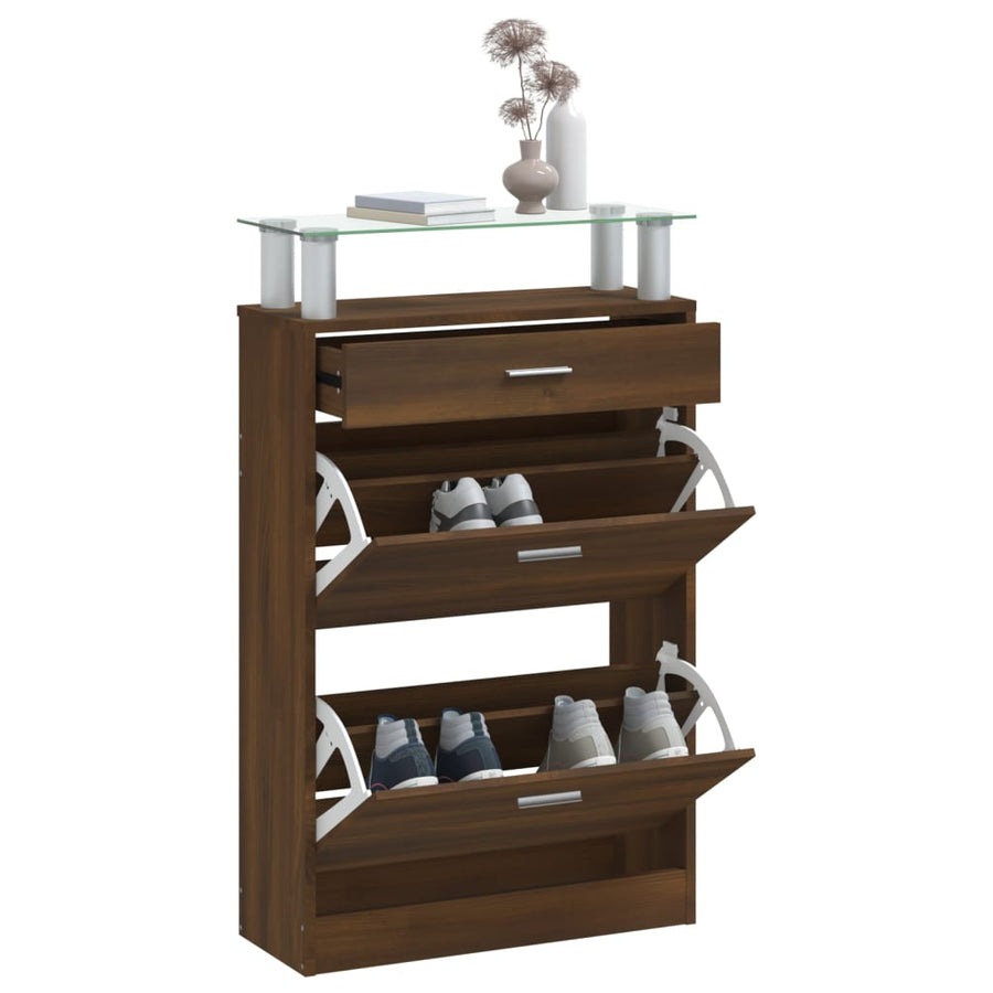 Schoenenkast 63X24X04 Cm Bewerkt Hout bruin eikenkleur