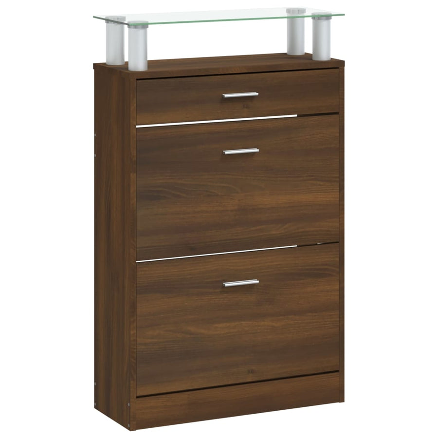 Schoenenkast 63X24X04 Cm Bewerkt Hout bruin eikenkleur