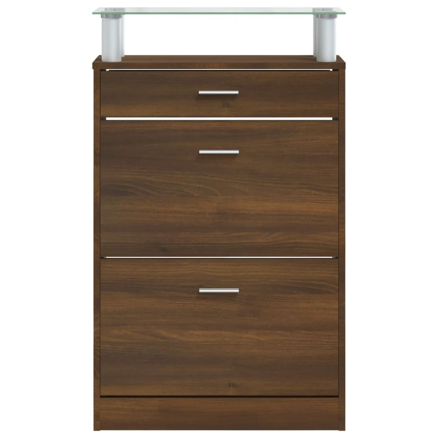 Schoenenkast 63X24X04 Cm Bewerkt Hout bruin eikenkleur