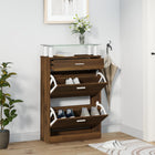 Shoe cabinet 63x24x104 cm engineered wood brown oak effect