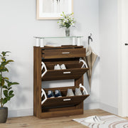 Shoe cabinet 63x24x104 cm engineered wood brown oak effect