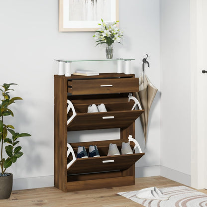 Schoenenkast 63X24X04 Cm Bewerkt Hout bruin eikenkleur