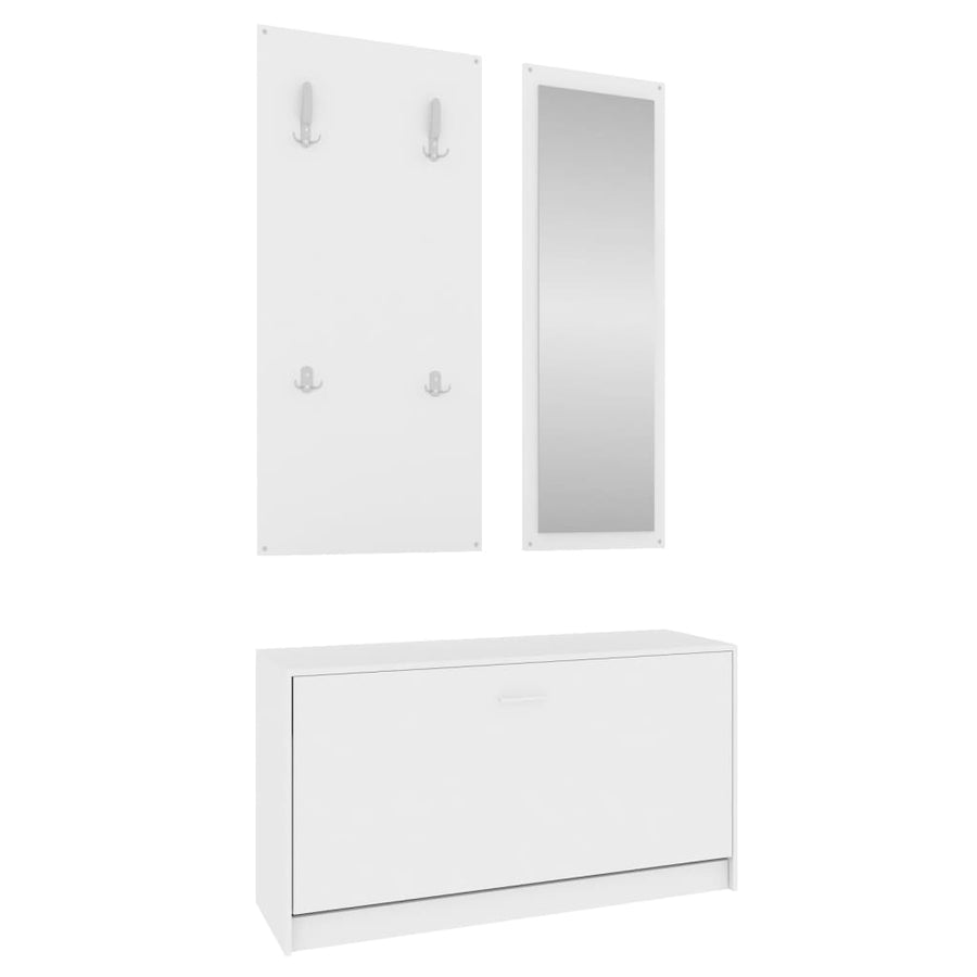 Schoenenkastset 3-In-1 Bewerkt Hout Wit