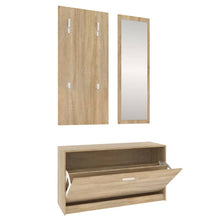 Schoenenkastset 3-In-1 Bewerkt Hout Sonoma Eikenkleurig