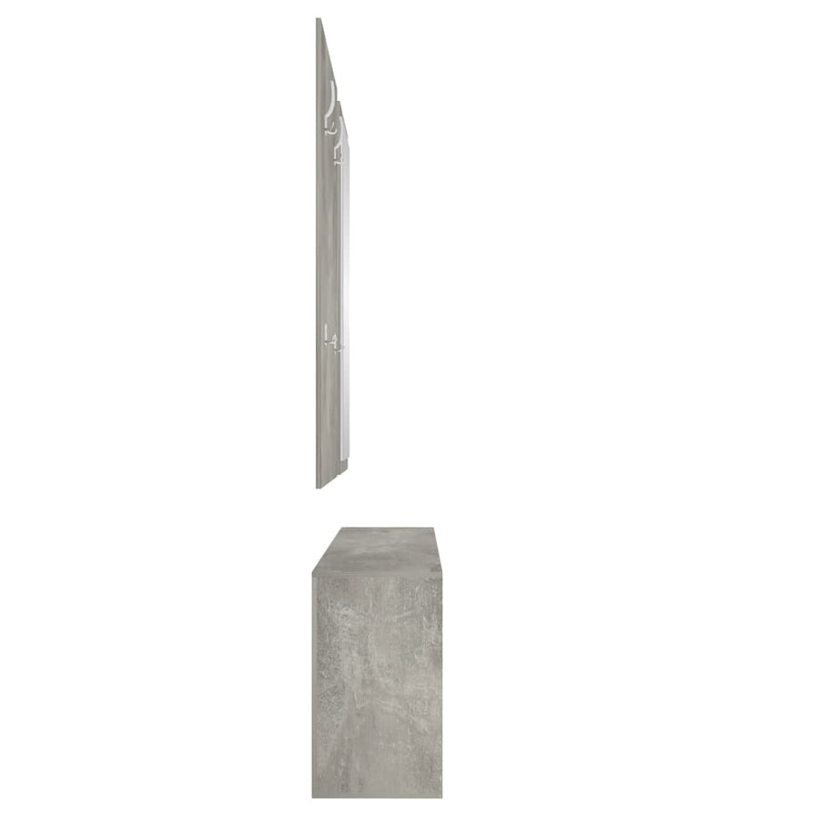 Schoenenkastset 3-In-1 Bewerkt Hout Betongrijs