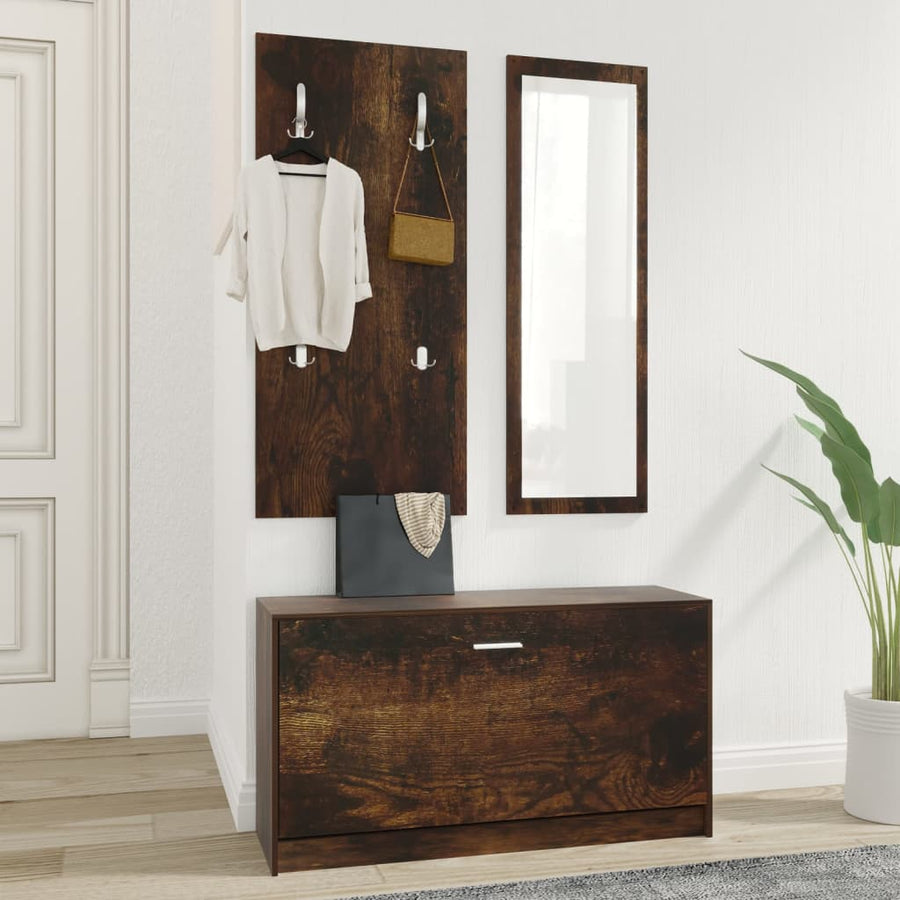 Schoenenkastset 3-in-1 bewerkt hout sonoma eikenkleurig