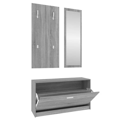 Schoenenkastset 3-In-1 Bewerkt Hout Grijs Sonoma Eiken