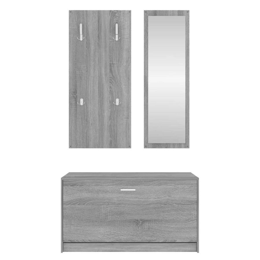 Schoenenkastset 3-In-1 Bewerkt Hout Grijs Sonoma Eiken