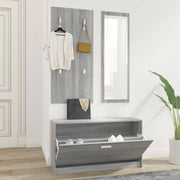 Shoe cabinet set 3-in-1 engineered wood grey sonoma oak