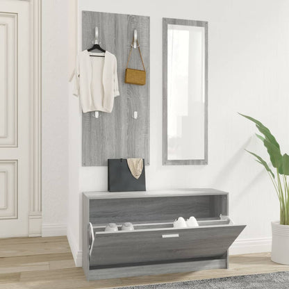 Schoenenkastset 3-In-1 Bewerkt Hout Grijs Sonoma Eiken