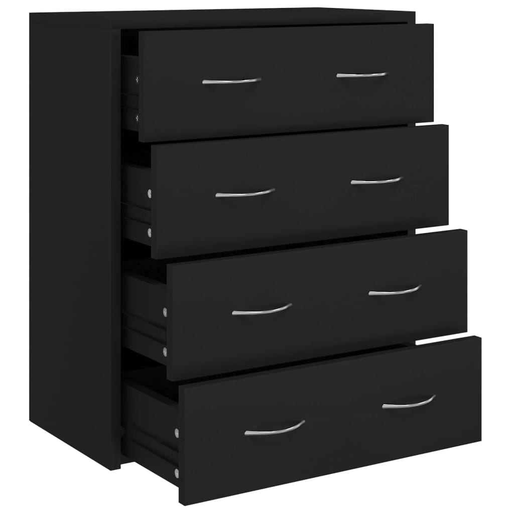 Dressoir Met 4 Lades 60X30,5X7 Cm Zwart