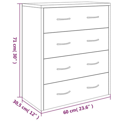 Dressoir Met 4 Lades 60X30,5X7 Cm Zwart