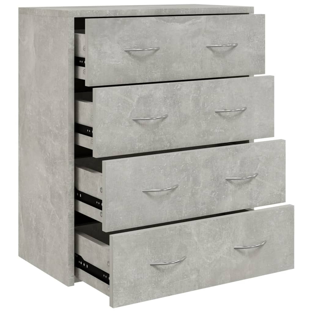 Dressoir Met 4 Lades 60X30,5X7 Cm Betongrijs