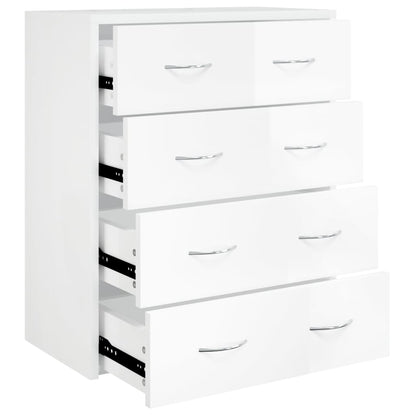 Dressoir Met 4 Lades 60X30,5X7 Cm Hoogglans wit