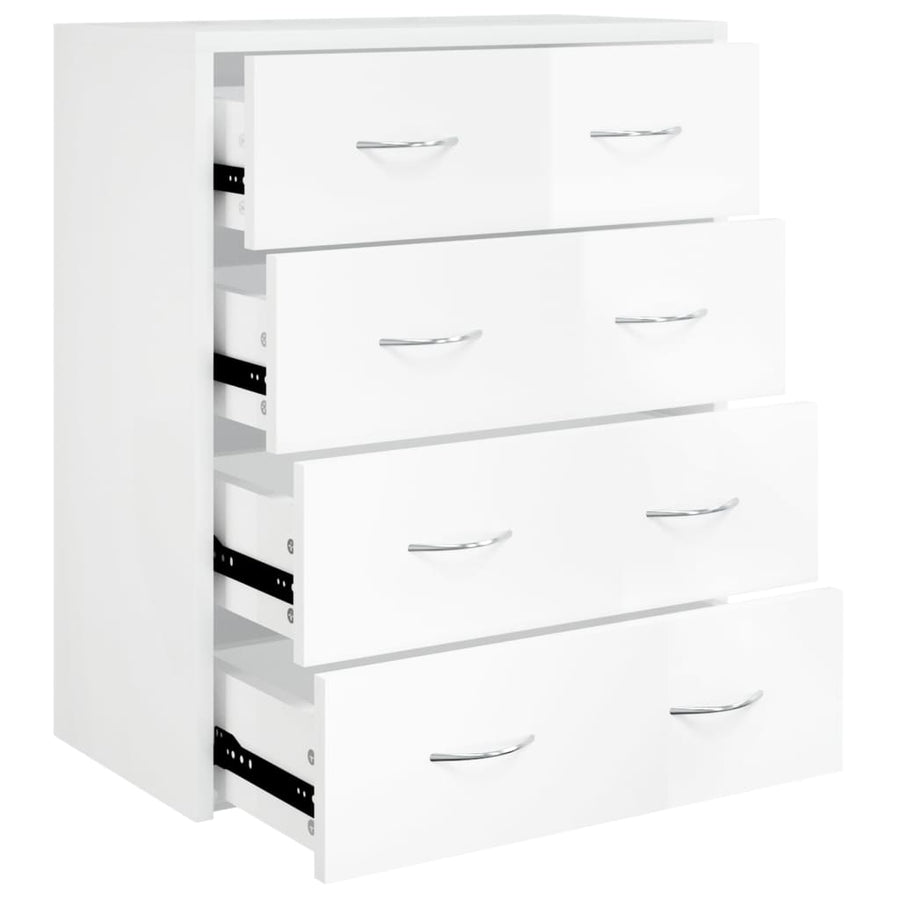 Dressoir Met 4 Lades 60X30,5X7 Cm Hoogglans wit