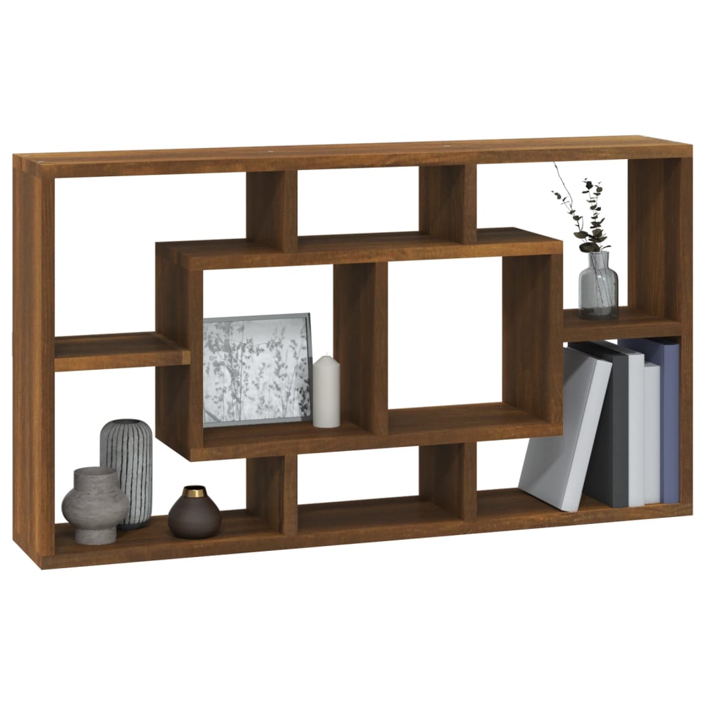 Wandschap 8 Vakken Bruineiken 1 bruin eikenkleur
