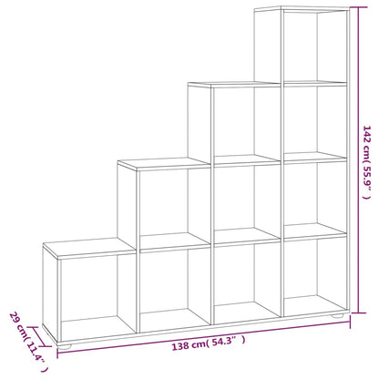 Boekenkast Trapvormig 42 Cm Bewerkt Hout Eiken 138 x 29 x 142 cm Grijs sonoma
