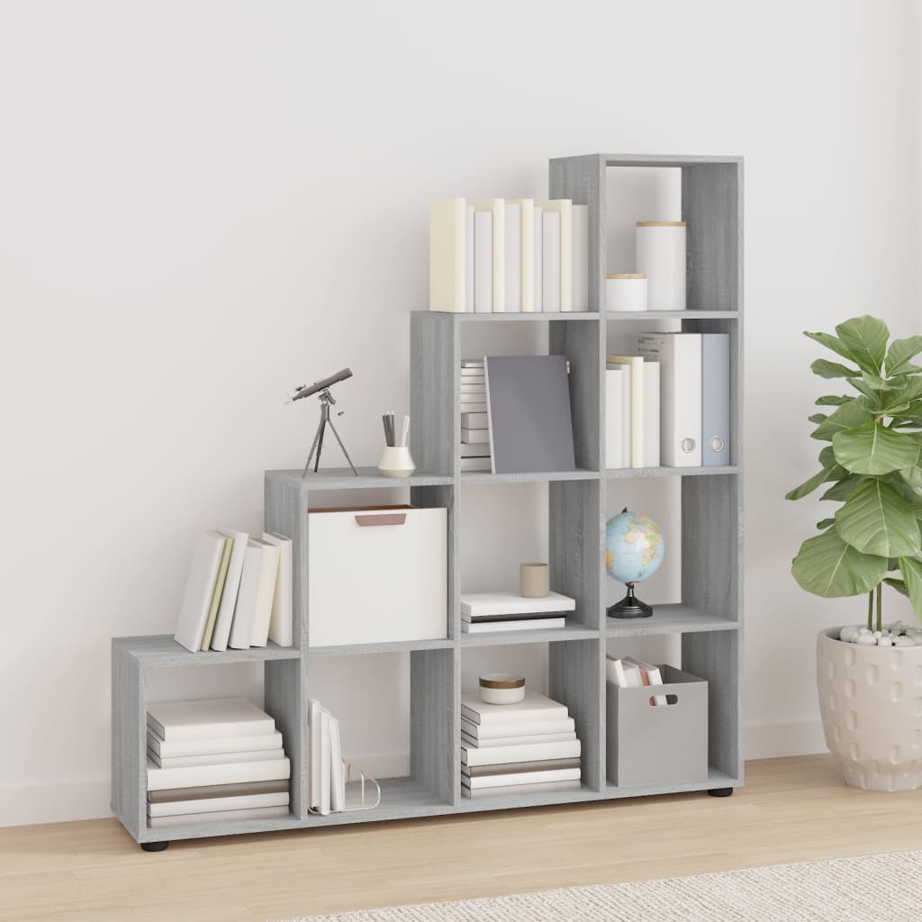 Boekenkast Trapvormig 42 Cm Bewerkt Hout Eiken 138 x 29 x 142 cm Grijs sonoma