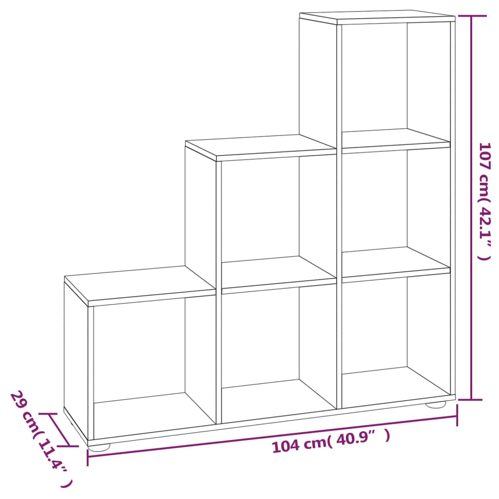 Boekenkast Trapvormig 07 Cm Bewerkt Hout 104 x 29 x 107 cm Zwart