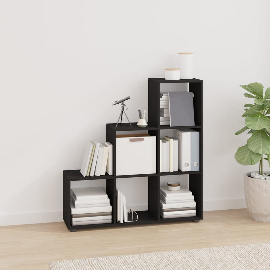 Boekenkast Trapvormig 07 Cm Bewerkt Hout 104 x 29 x 107 cm Zwart