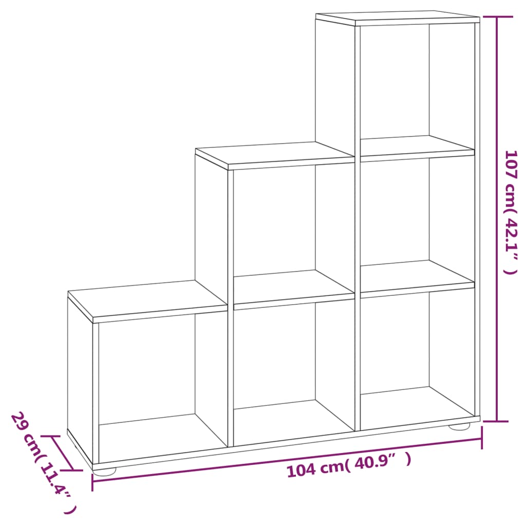 Boekenkast Trapvormig 07 Cm Bewerkt Hout 104 x 29 x 107 cm Betongrijs
