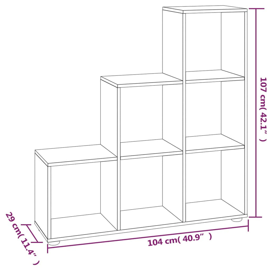 Boekenkast Trapvormig 07 Cm Bewerkt Hout 104 x 29 x 107 cm Hoogglans wit
