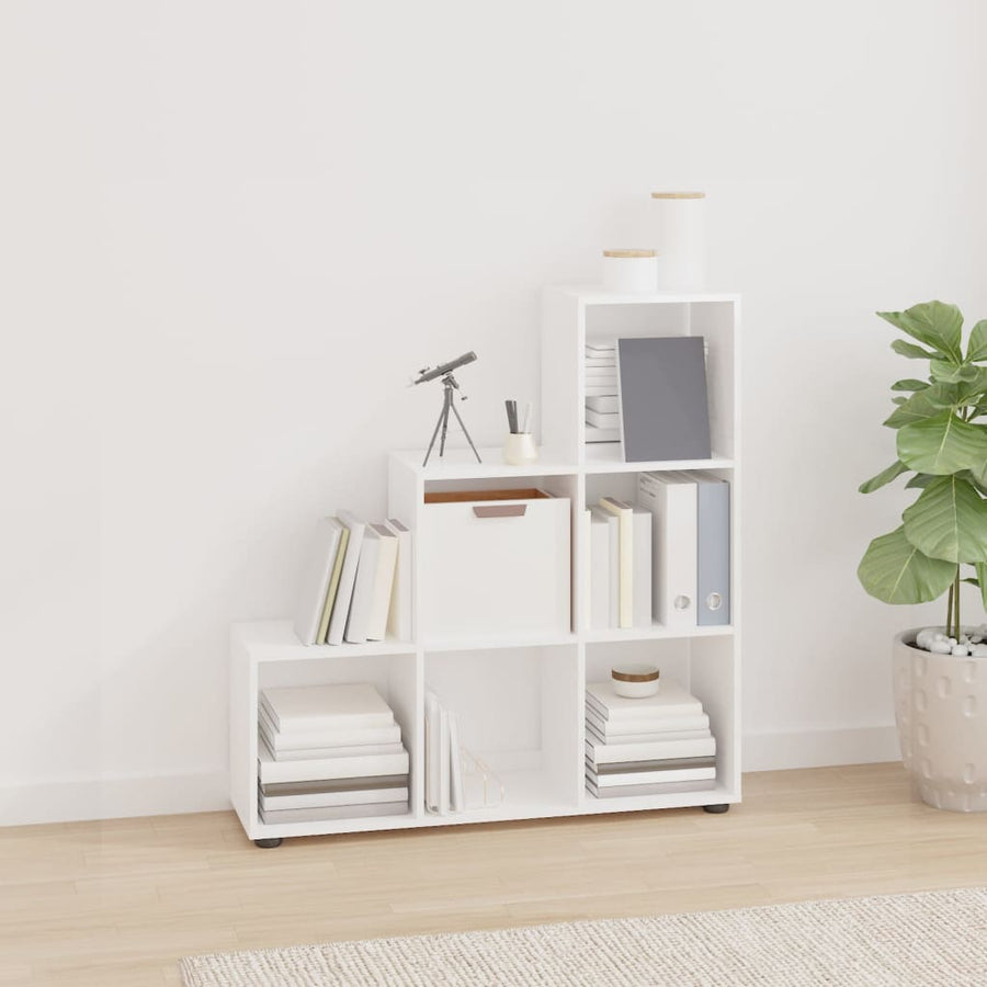 Boekenkast Trapvormig 07 Cm Bewerkt Hout 104 x 29 x 107 cm Hoogglans wit