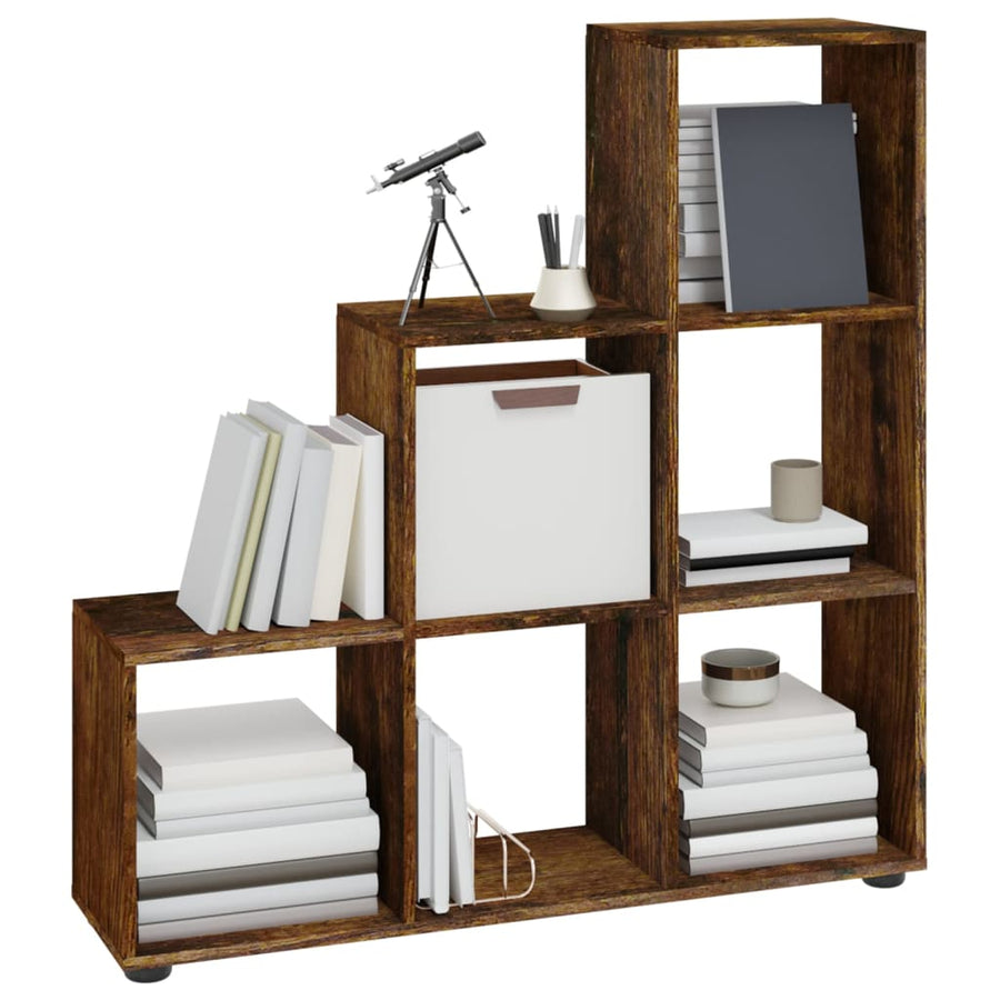 Boekenkast Trapvormig 07 Cm Bewerkt Hout Kleurig 104 x 29 x 107 cm Gerookt eiken