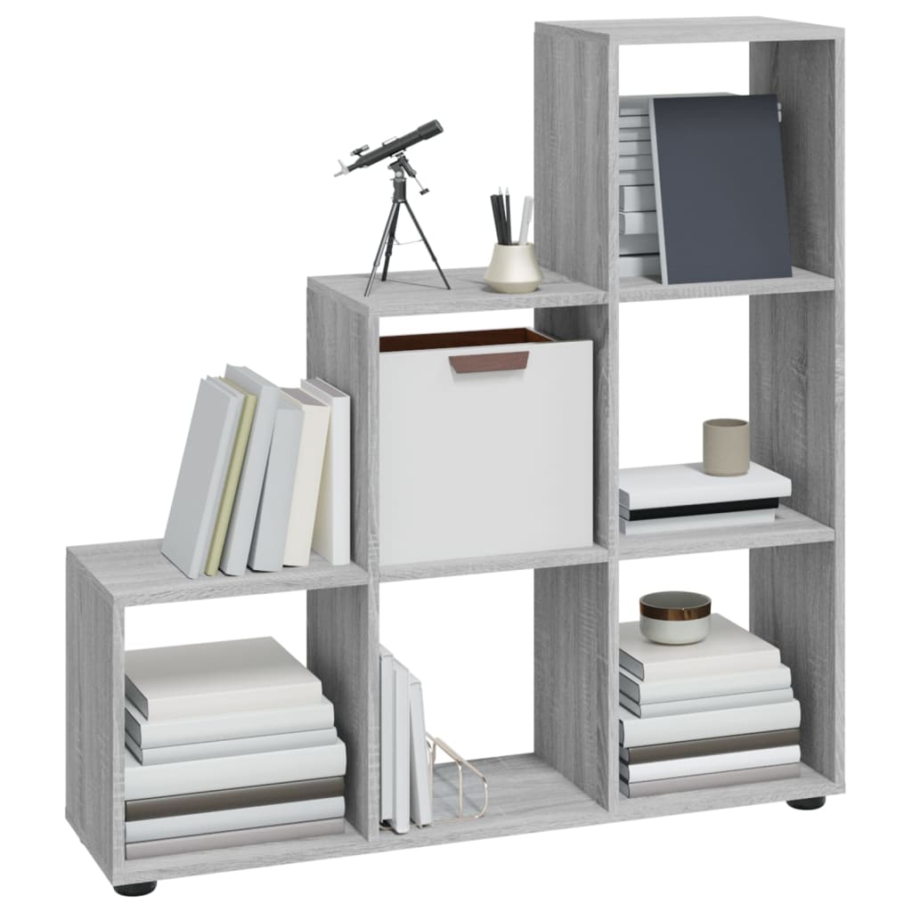 Boekenkast Trapvormig 07 Cm Bewerkt Hout Eiken 104 x 29 x 107 cm Grijs sonoma