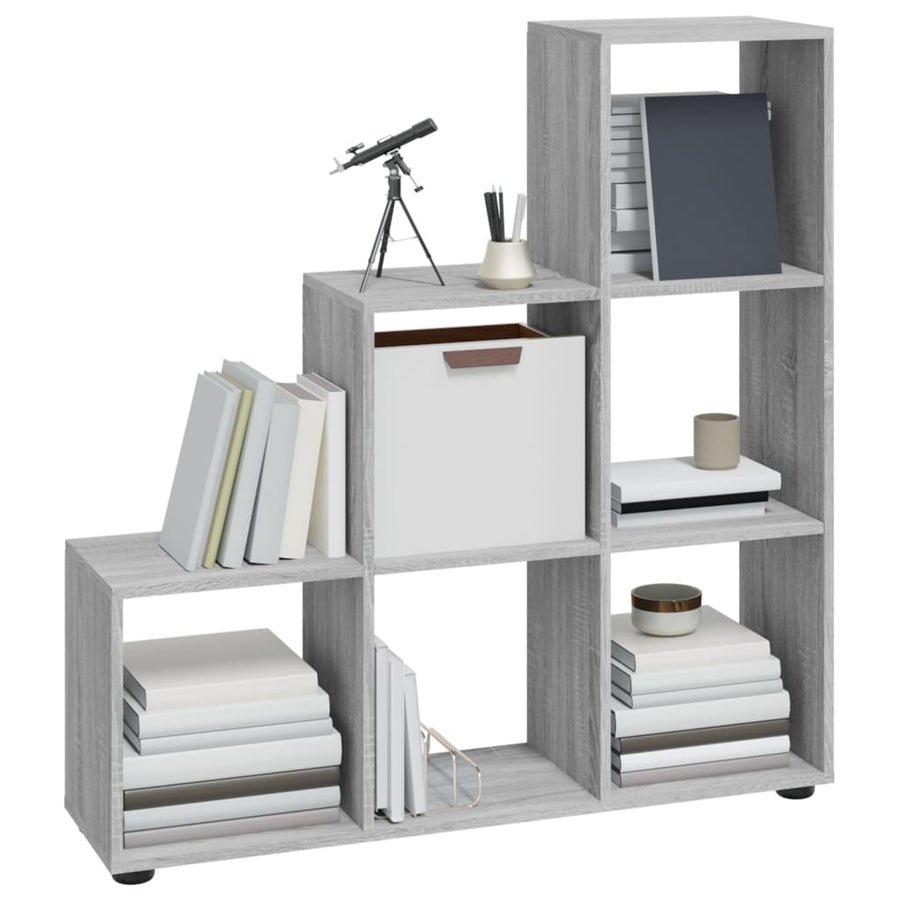 Boekenkast Trapvormig 07 Cm Bewerkt Hout Eiken 104 x 29 x 107 cm Grijs sonoma