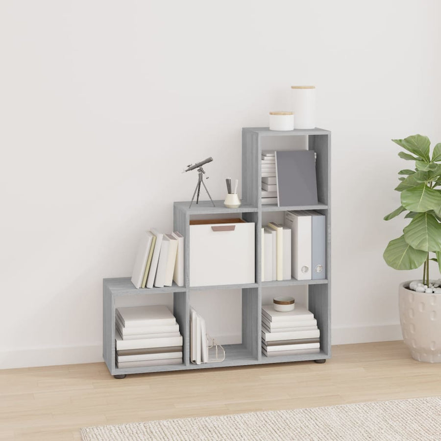 Boekenkast Trapvormig 07 Cm Bewerkt Hout Eiken 104 x 29 x 107 cm Grijs sonoma