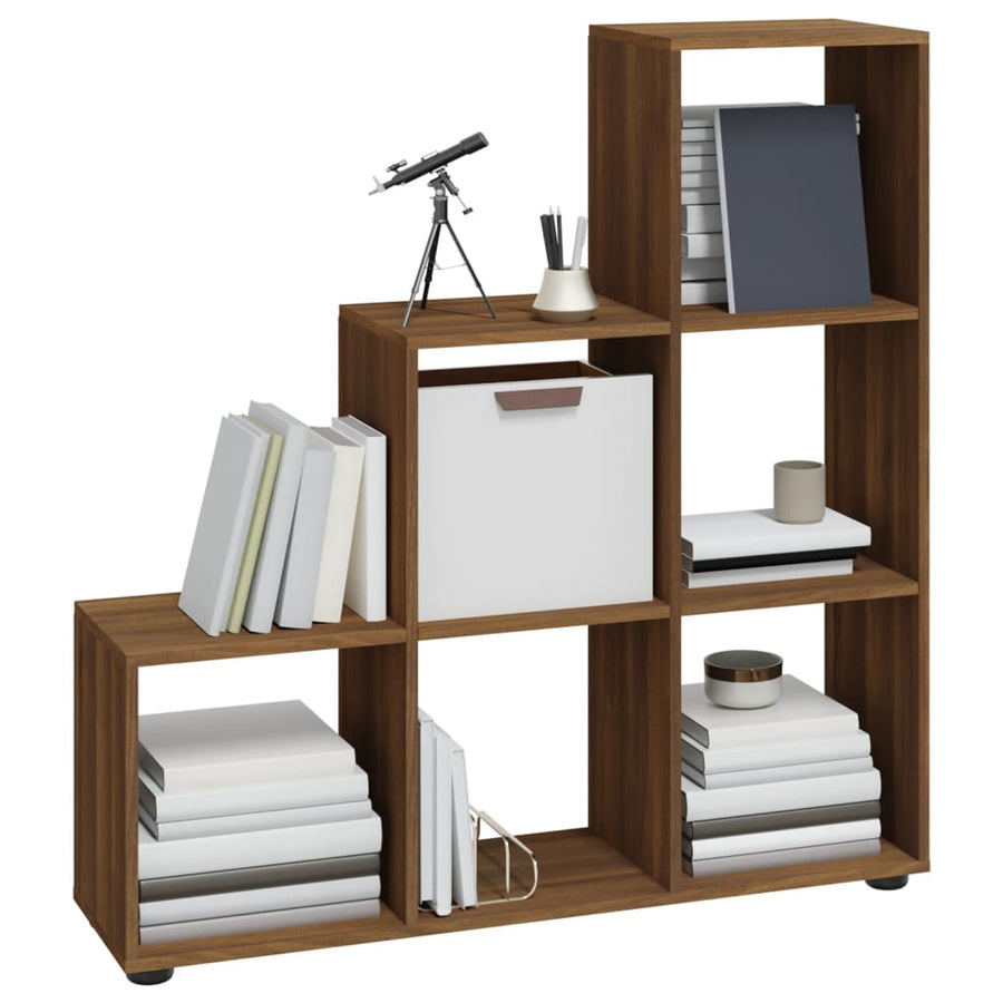 Boekenkast Trapvormig 07 Cm Bewerkt Hout 104 x 29 x 107 cm bruin eikenkleur