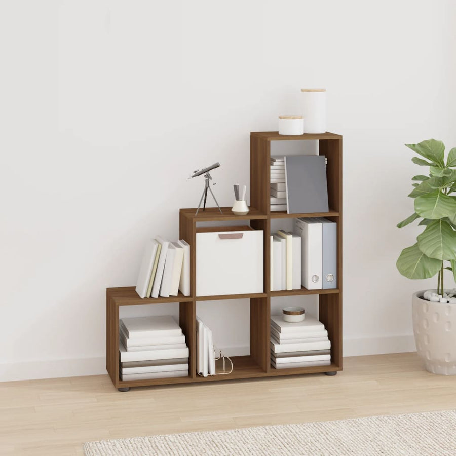Boekenkast Trapvormig 07 Cm Bewerkt Hout 104 x 29 x 107 cm bruin eikenkleur