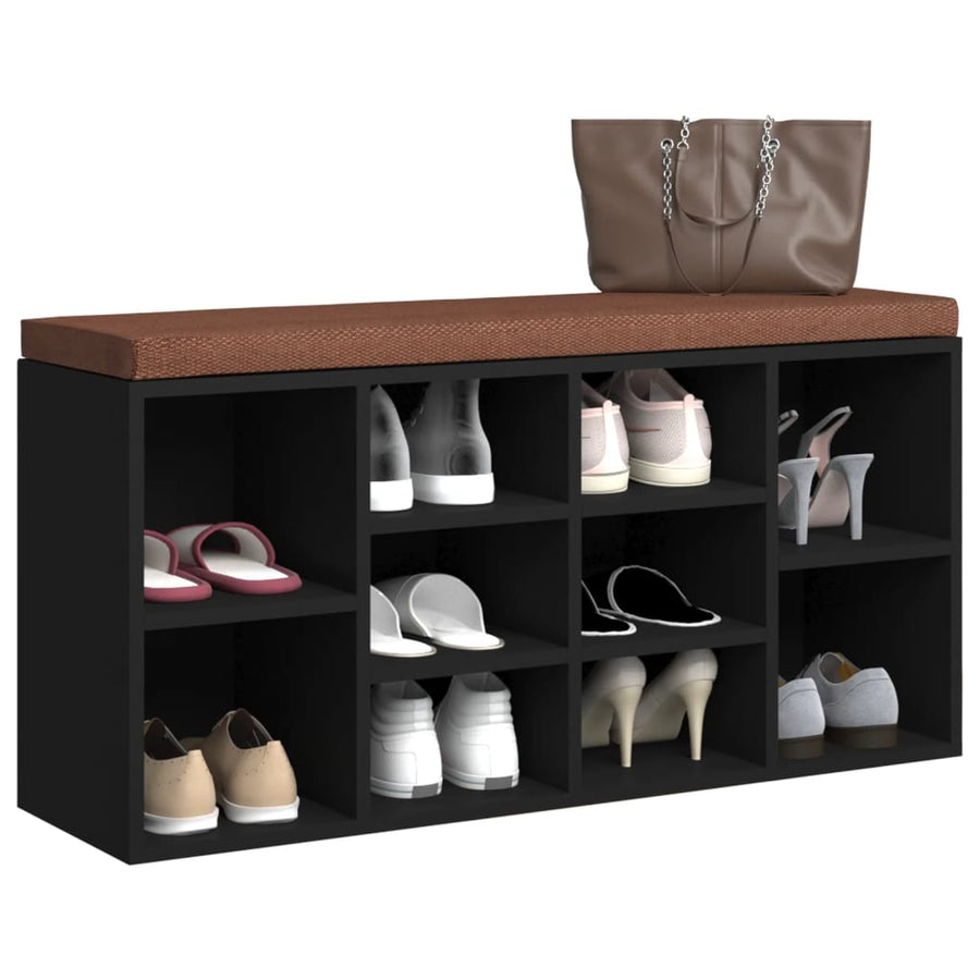Schoenenbank 103X30X48 Cm Bewerkt Hout Zwart