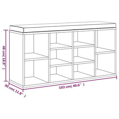 Schoenenbank 103X30X48 Cm Bewerkt Hout Zwart