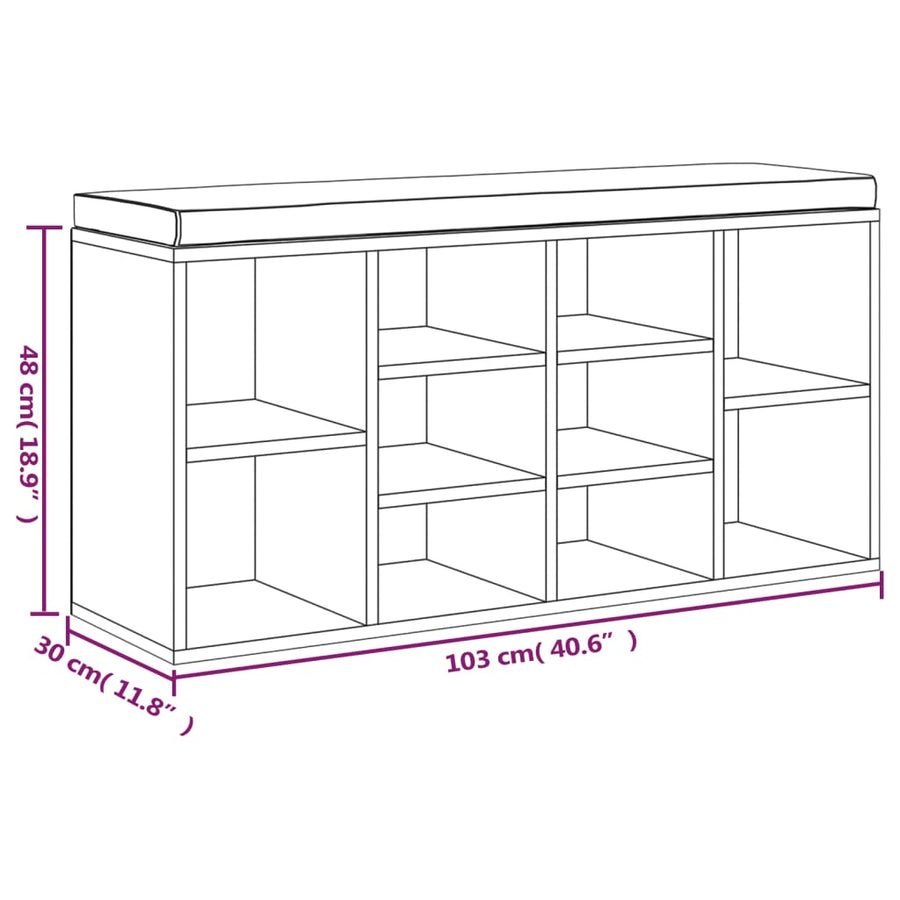 Schoenenbank 103X30X48 Cm Bewerkt Hout Zwart