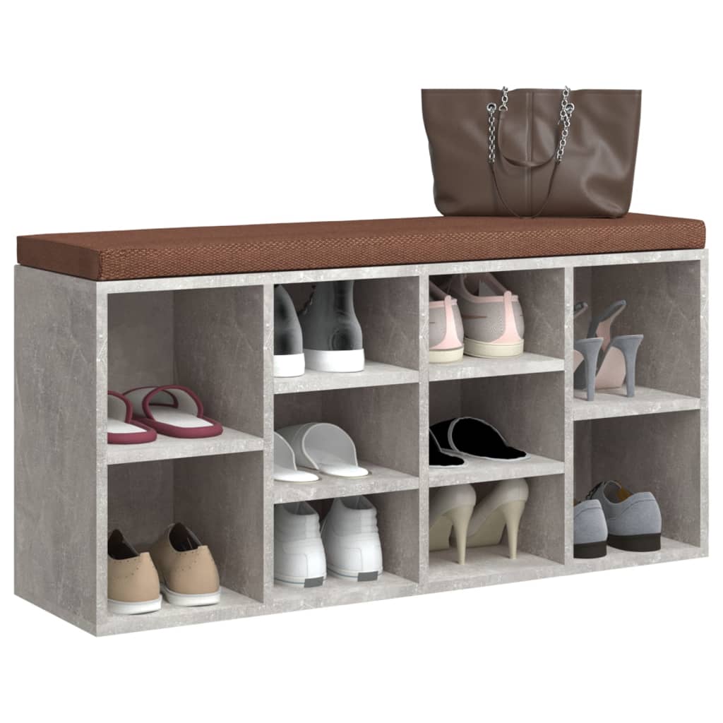 Schoenenbank 103X30X48 Cm Bewerkt Hout Betongrijs