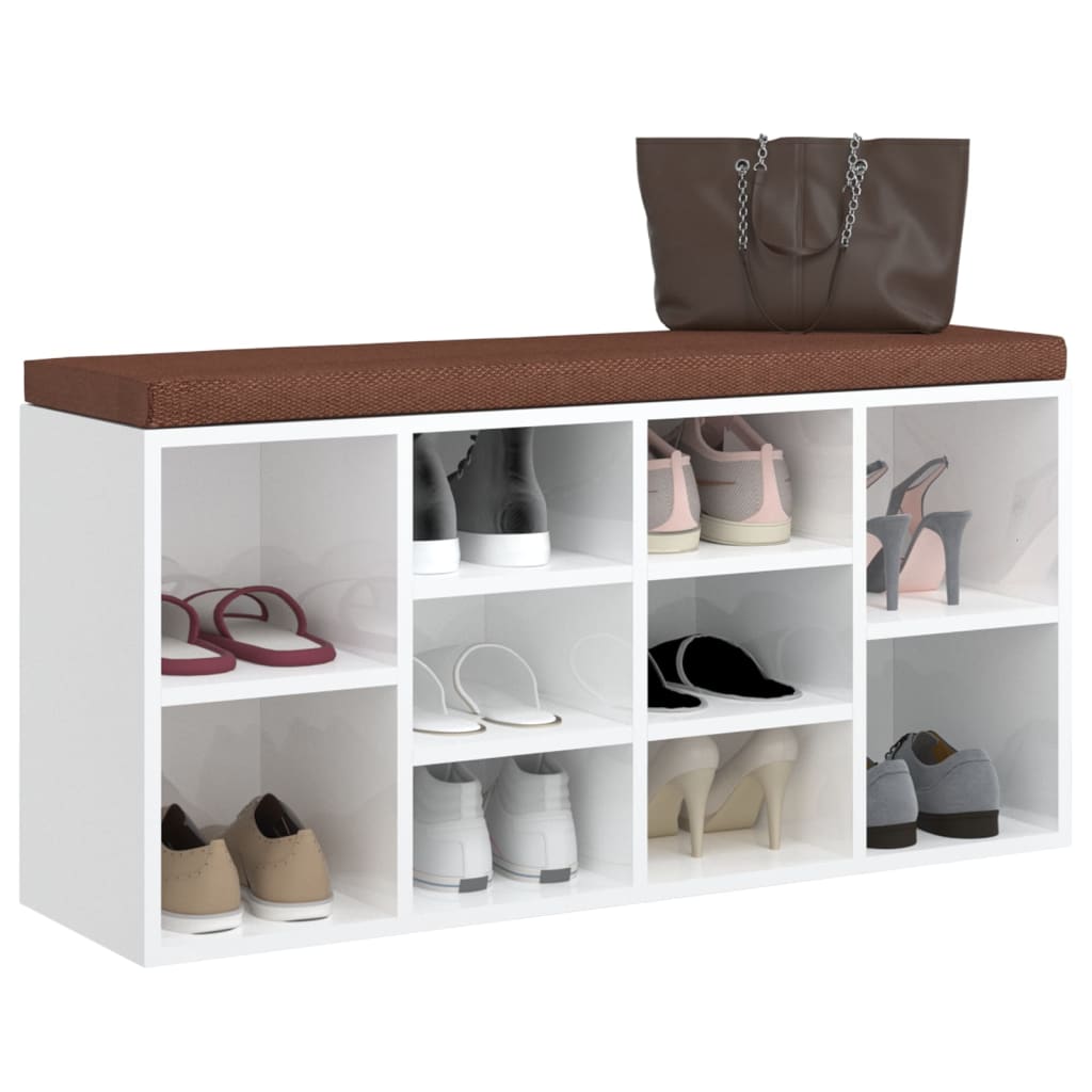 Schoenenrek 103x30x48 cm bewerkt hout hoogglans wit