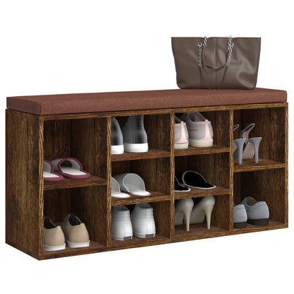 Schoenenbank 103X30X48 Cm Bewerkt Hout Kleurig Gerookt eiken