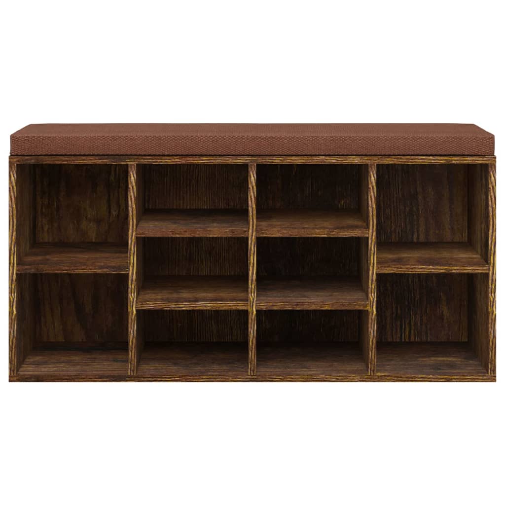 Schoenenbank 103X30X48 Cm Bewerkt Hout Kleurig Gerookt eiken