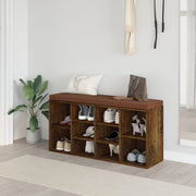 Schoenenbank 103x30x48 cm bewerkt hout gerookt eiken