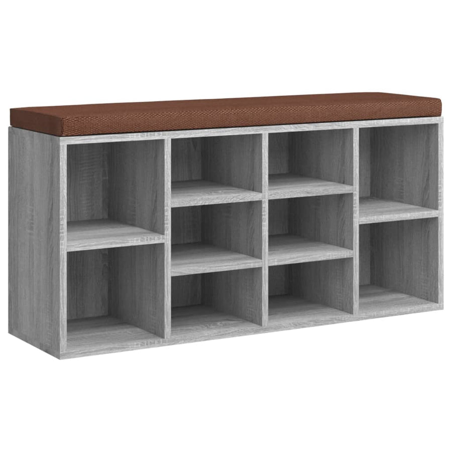 Schoenenbank 103X30X48 Cm Bewerkt Hout Eikenkleur Grijs sonoma