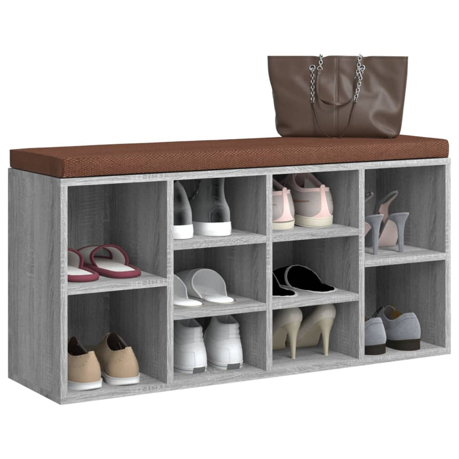 Schoenenbank 103X30X48 Cm Bewerkt Hout Eikenkleur Grijs sonoma