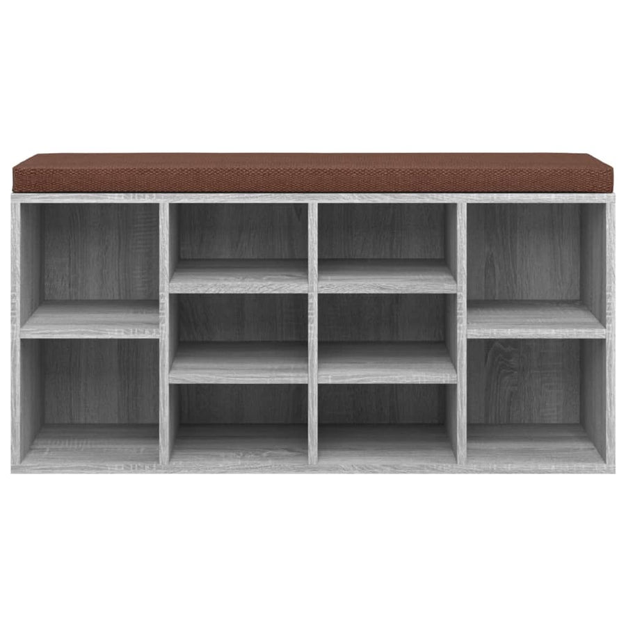 Schoenenbank 103X30X48 Cm Bewerkt Hout Eikenkleur Grijs sonoma