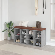 Schoenenbank 103x30x48 cm bewerkt hout grijs