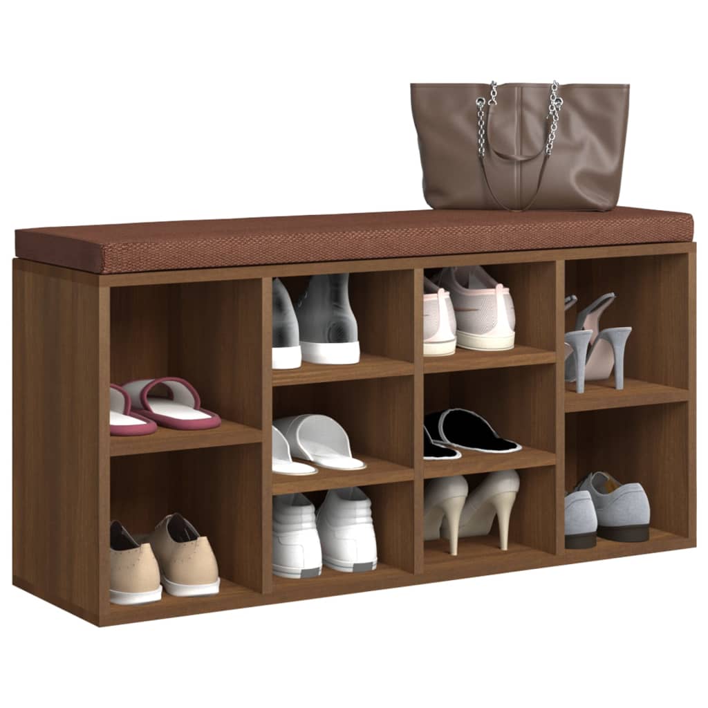 Schoenenbank 103X30X48 Cm Bewerkt Hout Bruin Eikenkleur Bruineiken