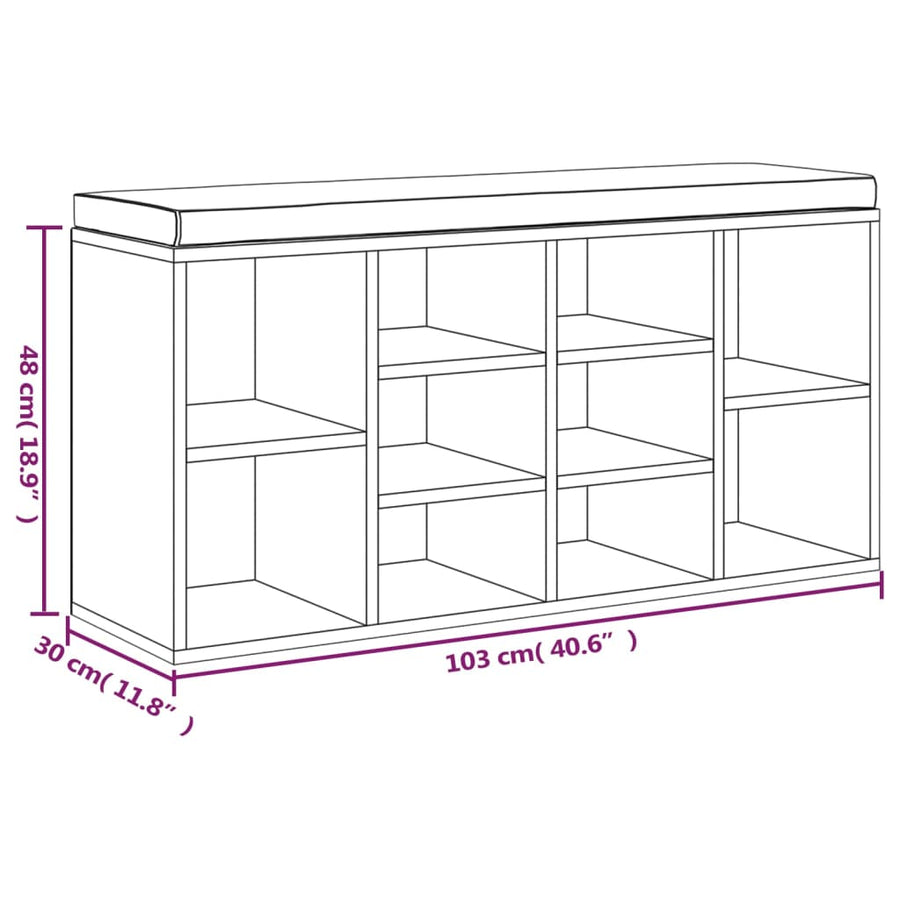 Schoenenbank 103X30X48 Cm Bewerkt Hout Bruin Eikenkleur Bruineiken