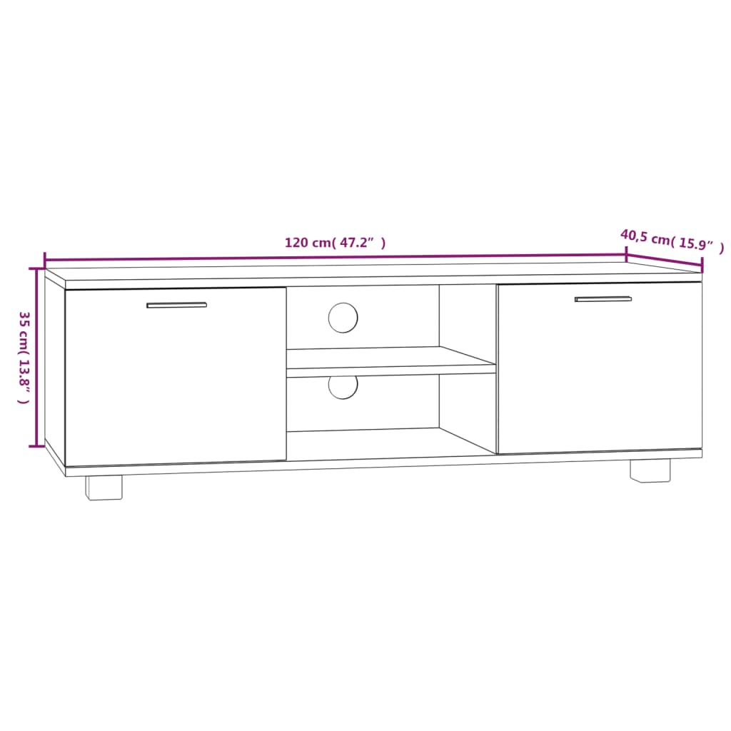 Tv-Meubel 120X40,5X35 Cm Bewerkt Hout Sonoma Eikenkleurig 120 x 40.5 x 35 cm